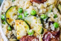 Smoky Kielbasa and Zucchini Cauliflower Rice Skillet