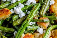 Garlic-Roasted Green Beans with Golden Sourdough Crisps