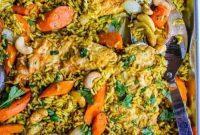 Sheet Pan Biryani-Style Chicken and Carrots with Basmati Rice