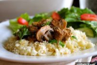 Tangy Balsamic Beef and Mushroom Medley Served with Cauliflower Rice