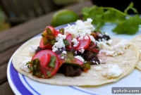 Black Bean Tacos with Tangy Radish Feta Slaw