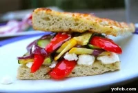 Zesty Grilled Squash, Red Pepper, and Feta Sandwich