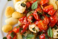 Sweet and Savory Caramelized Gnocchi with Blistered Tomatoes and Melted Mozzarella