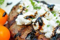 Seared Steak with Chevre and Balsamic Reduction