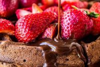 Bittersweet Chocolate Waffles, Ganache-Glazed, with Summer Strawberries