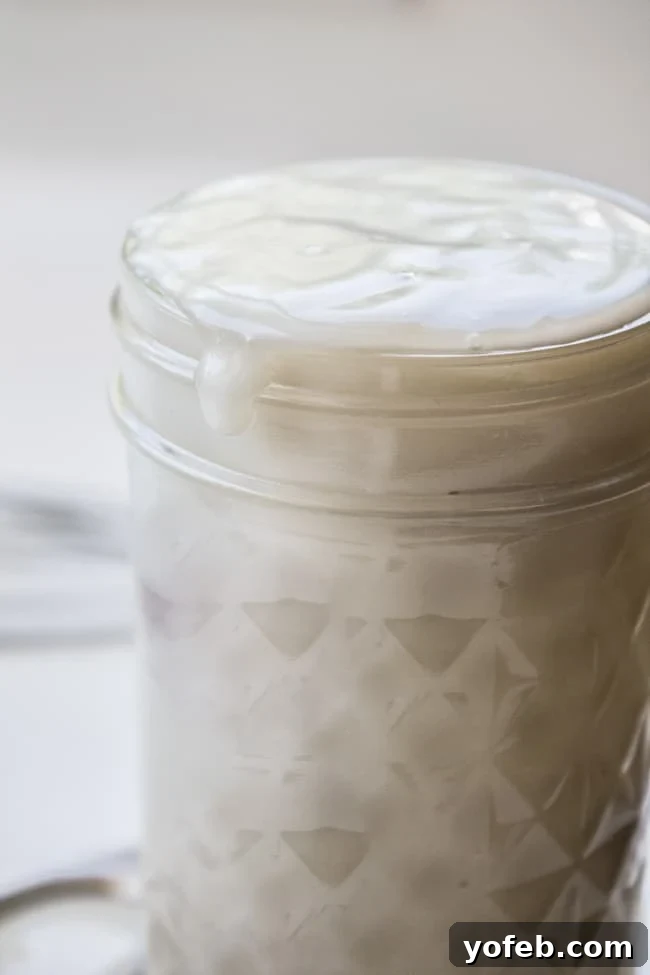 Aloha Coconut Pancake Syrup 3 a jar of homemade coconut syrup.