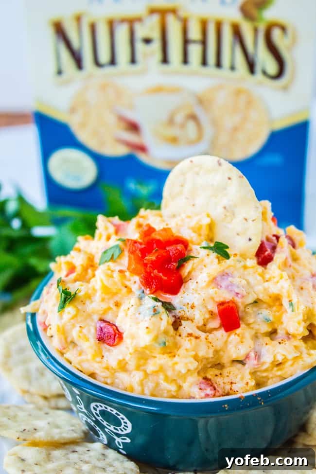 Golden Pimiento Perfection 4 Close-up of Pimiento Cheese Dip texture