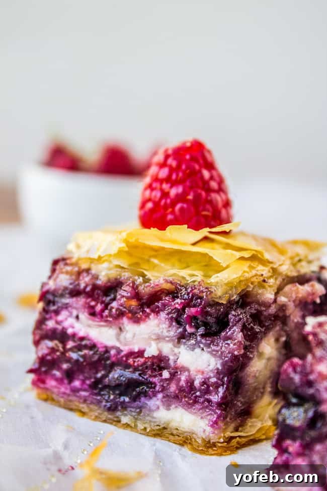 Decadent Berry Cheesecake Baklava 2 Lush Berry Cheesecake Baklava, perfect for summer gatherings