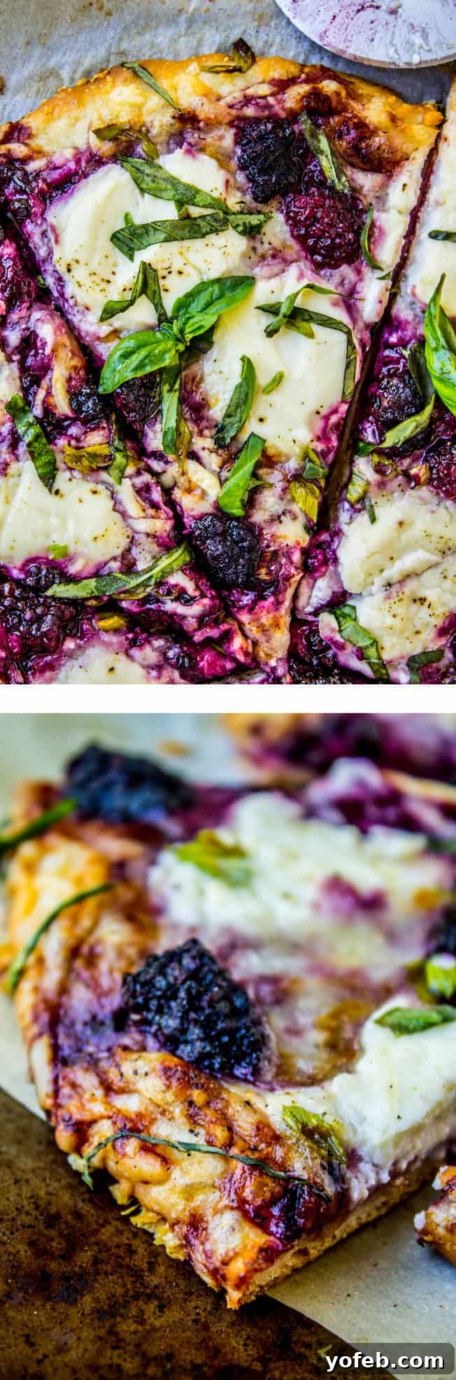 Sweet and Savory Blackberry Ricotta and Basil Pizza 2 Blackberry Ricotta Pizza for Pinterest
