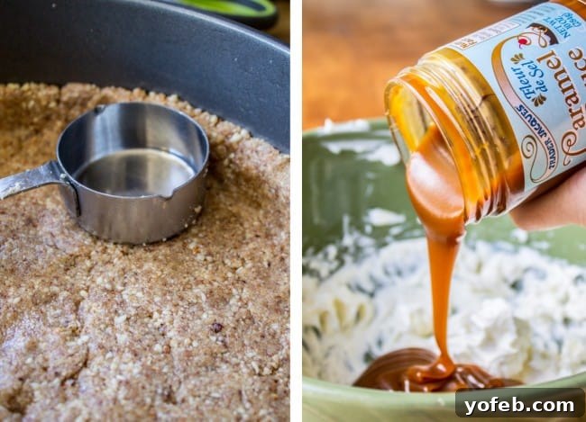 No Bake Salted Caramel Cheesecake with Caramelized Bananas from The Food Charlatan. This easy no bake salted caramel cheesecake has such amazing flavor! Caramelized bananas, hello. The almond crust lends great texture and means that this dessert is gluten free! #cheesecake #nobake #saltedcaramel #caramel #bananas #easy #glutenfree No bake cheesecake with salted caramel