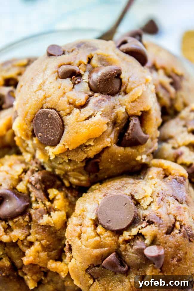 Ready-to-Eat Brown Butter Cookie Dough 3 Close-up of Edible Egg-free Brown Butter Cookie Dough in a bowl