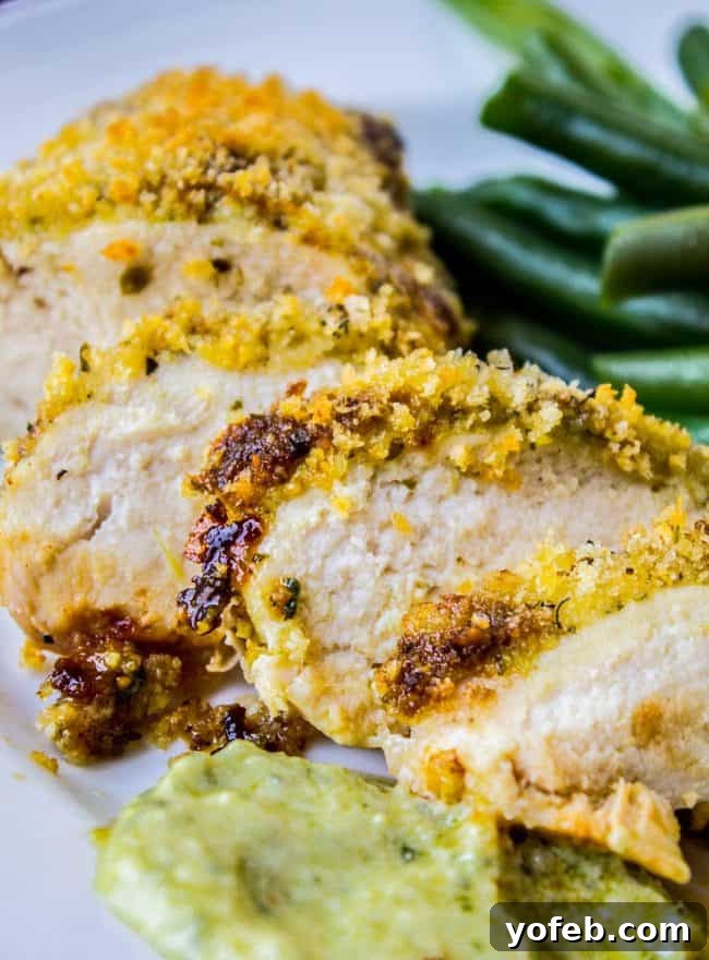 Zesty Basil Pesto Chicken 2 Delicious sliced chicken with a creamy pesto mayonnaise coating.