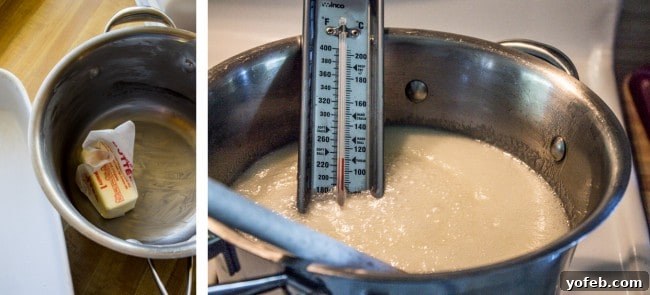 Gourmet Caramel Pecan Nougat Rolls 10 A stick of butter used to grease a pan for candy making