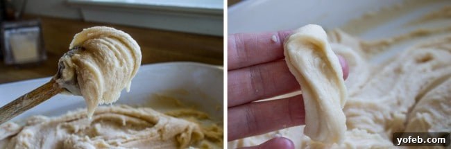 Gourmet Caramel Pecan Nougat Rolls 13 Testing nougat consistency with a finger