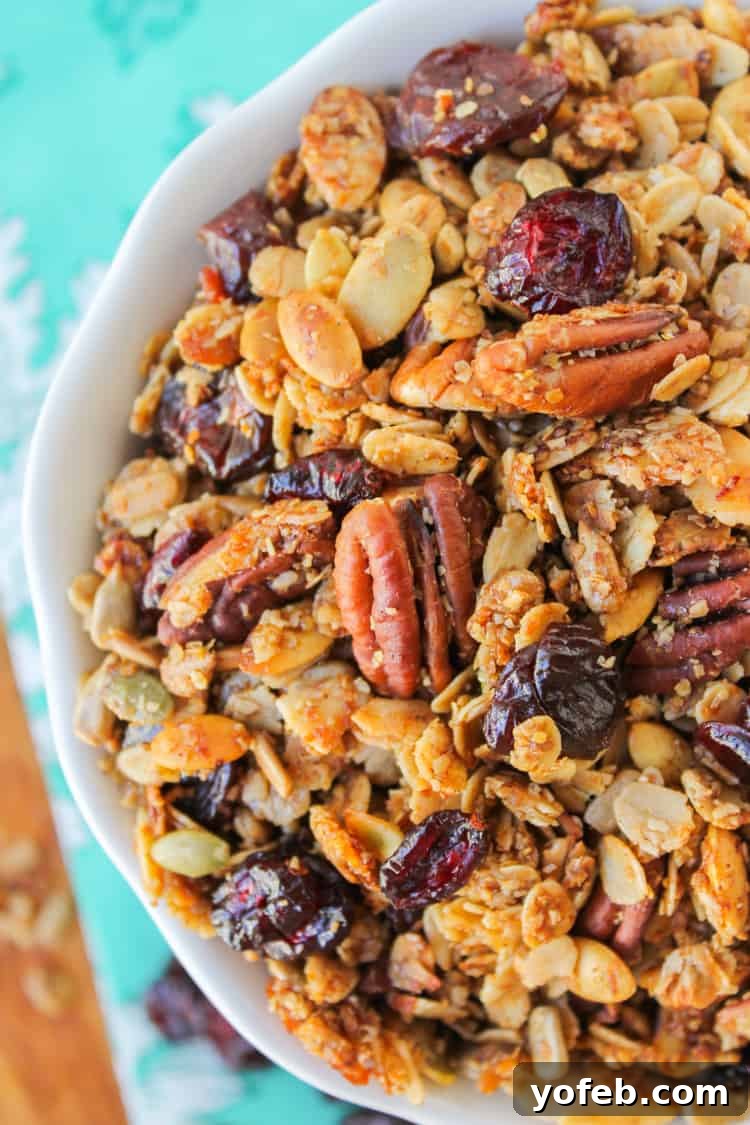 Gourmet Caramel Pecan Nougat Rolls 21 Maple Pecan Granola with Cherries in a bowl