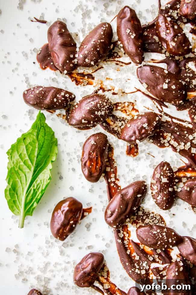 Mint Chocolate Almond Delights 2 Delicious Mint Chocolate Covered Almonds with a festive sparkle