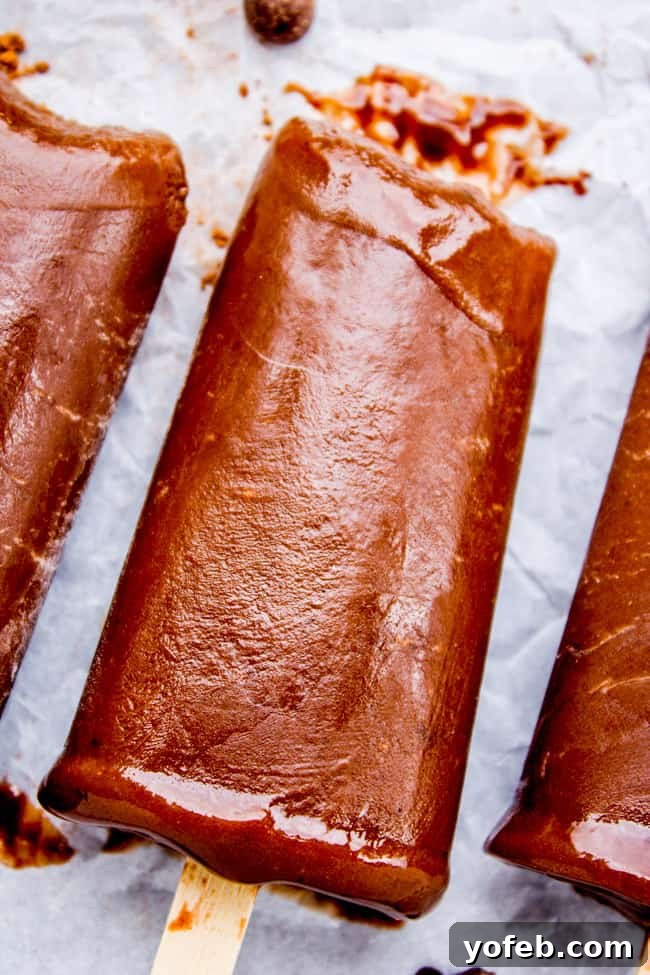 Dreamy Three-Ingredient Fudge Pops 3 3 Ingredient Fudge Pops - A perfect summer dessert from The Food Charlatan