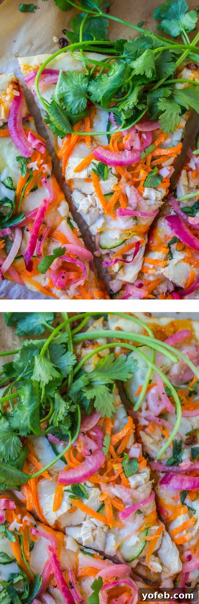 Tangy Thai Zucchini Pizza with Pickled Red Onions 2 Delicious Thai Pizza with all its fresh ingredients ready to be enjoyed