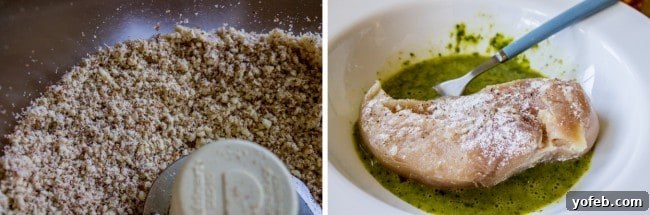 Golden Almond Chicken and Zesty Pesto Pasta 6 Almond Crust Mixture for Chicken
