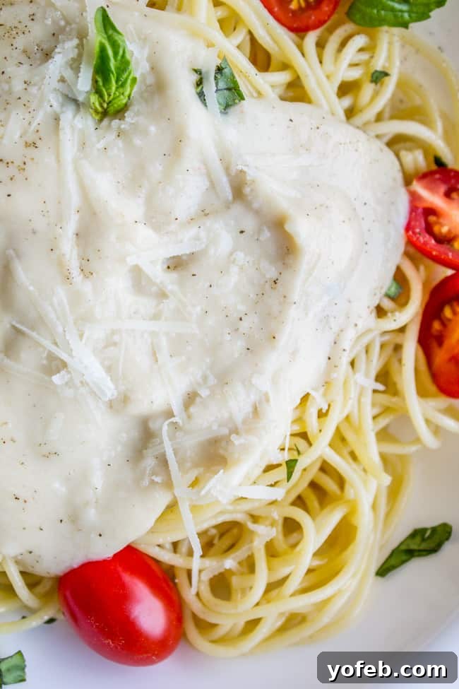 Silky Cauliflower Alfredo 5 Creamy Caulifredo Sauce (Cauliflower Alfredo Sauce) from The Food Charlatan
