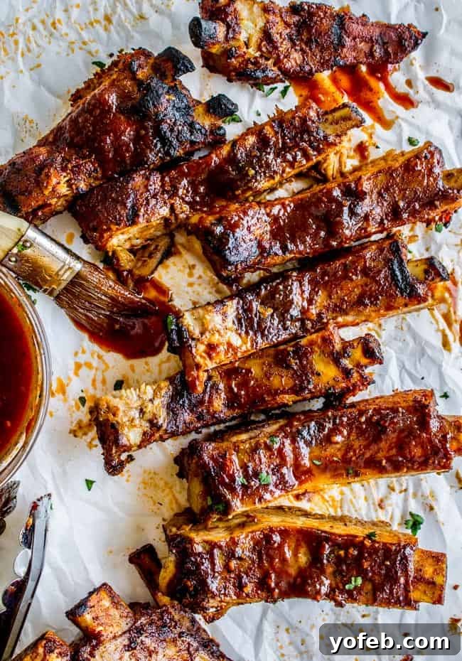 Nana's Irresistible Fall-Off-The-Bone Ribs with Barb's Signature Barbecue Sauce 10 Grilled fall-off-the-bone pork ribs, perfectly caramelized with Nana's Barb-ecue sauce and ready to eat.