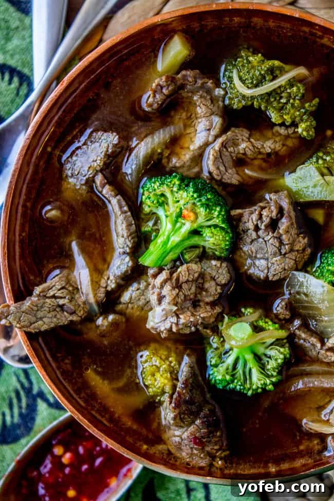 Umami Chinese Beef Broccoli Soup 3 A steaming bowl of Chinese Beef and Broccoli Soup, ready to be enjoyed.