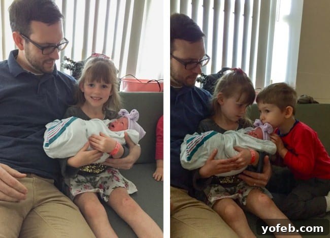 The Ultimate Brown Butter Chocolate Chip Cookies 4 A heartwarming candid shot of a dad with his daughter and newborn baby girl, and another of the dad with his son, daughter, and baby girl, capturing early family moments.