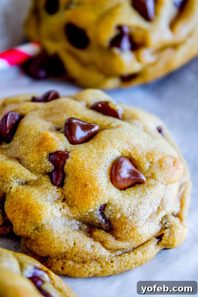 The Ultimate Brown Butter Chocolate Chip Cookies 8 Freshly baked brown butter chocolate chip cookies arranged neatly on parchment paper, ready to be enjoyed.