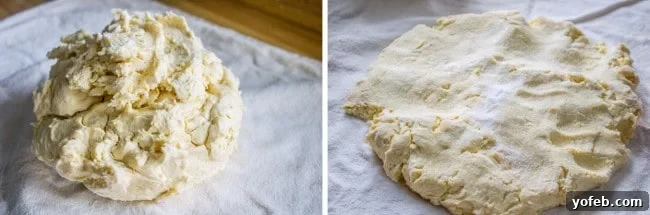 Swedish Layered Sour Cream Twists 7 Swedish Sour Cream Twists dough on parchment paper, ready for rolling.