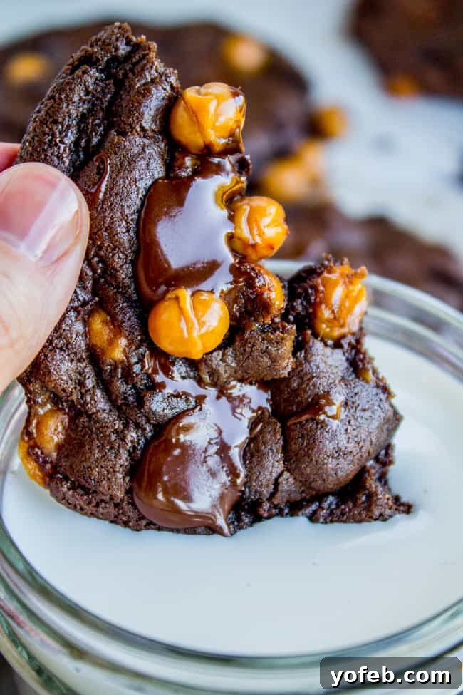 Irresistible Double Chocolate Caramel Cookies 8 Stack of Double Chocolate Caramel Cookies Ready to Eat