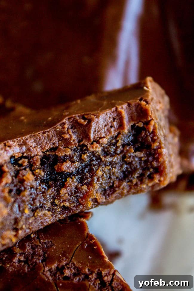 Nana's Legendary Fudgy Brownies 13 Thick, fudgy brownies with a generous layer of chocolate frosting, cut into perfect squares.