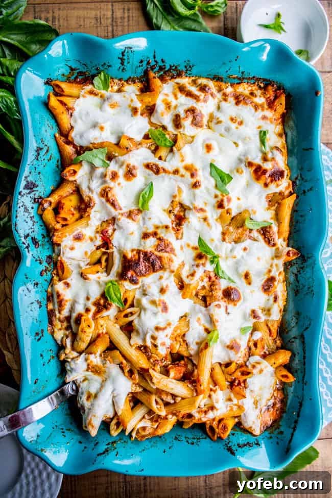 Supreme Cheesy Penne and Mozzarella Bake 3 Rich and creamy Penne and Mozzarella Casserole, a delightful vegetarian pasta bake
