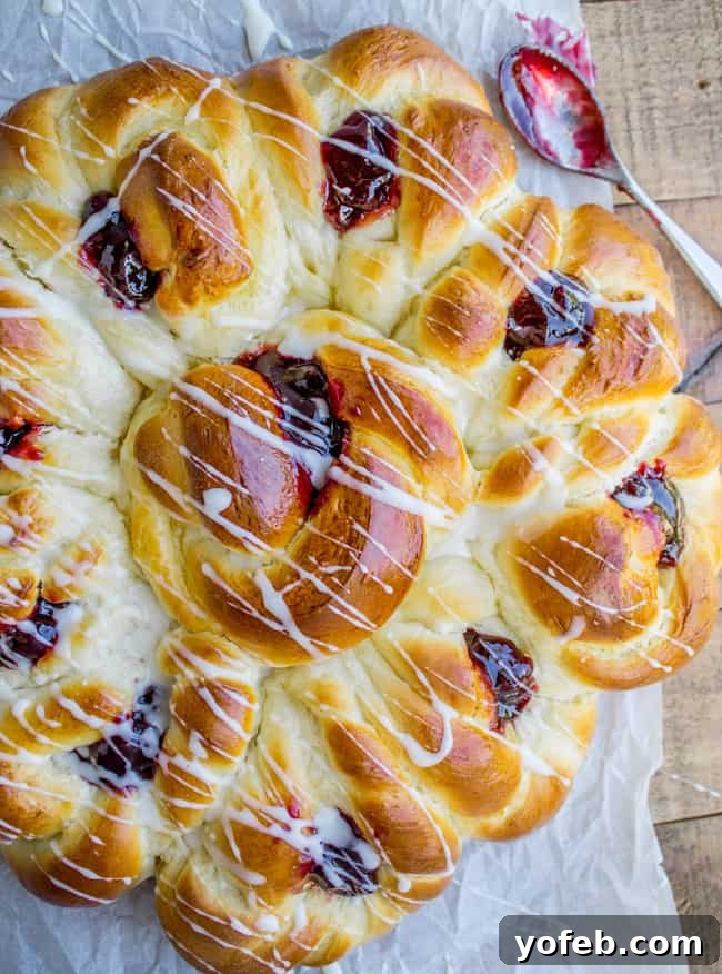 Tear and Share Raspberry Buns with Coconut Glaze 2 Raspberry Pull-Apart Buns with Coconut Glaze from The Food Charlatan