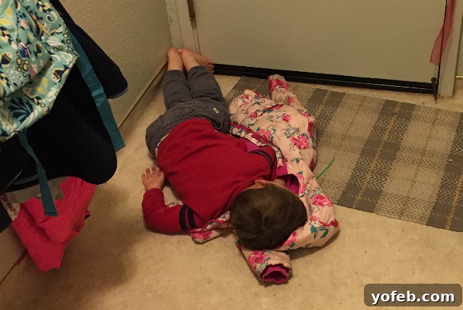 Sunshine Chicken & Mandarin Salad 3 child laying on the floor.