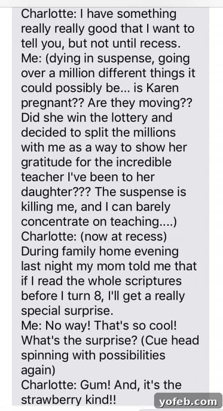 Crispy Fish Parmesan The Seafood Classic 5 Screenshot of a text message from a kindergarten teacher praising Charlotte's strong reading skills and love for books.