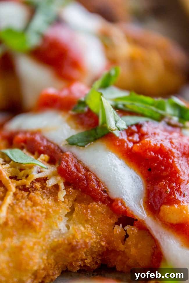 Crispy Fish Parmesan The Seafood Classic 9 A close-up of a baked fish stick topped with vibrant mozzarella, rich tomato sauce, and fresh basil, ready to be enjoyed.