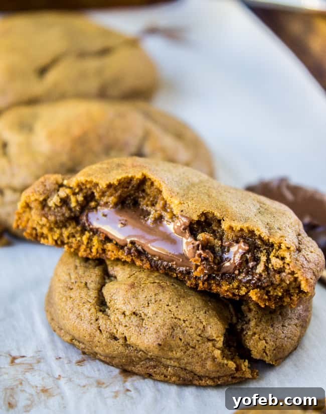 Gooey Marshmallow Creme Filled Chocolate Chip Cookies 13 Nutella-Stuffed Gingerbread Cookies from The Food Charlatan