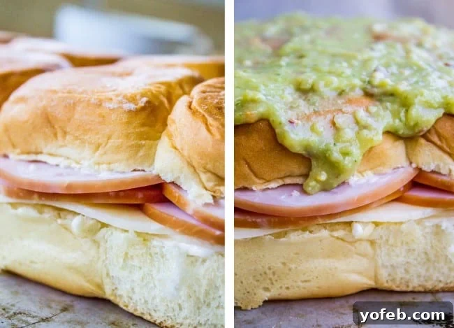 Pesto Kissed Canadian Bacon Havarti Sliders 8 Canadian Bacon and Havarti Cheese Sliders with Pesto Glaze from The Food Charlatan