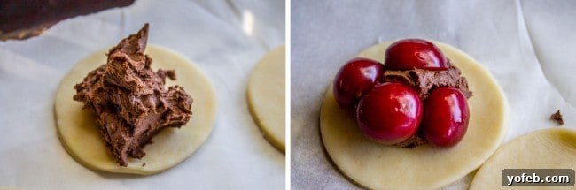 Handheld Chocolate Cherry Delights 9 Assembled Chocolate Cherry Hand Pie before baking