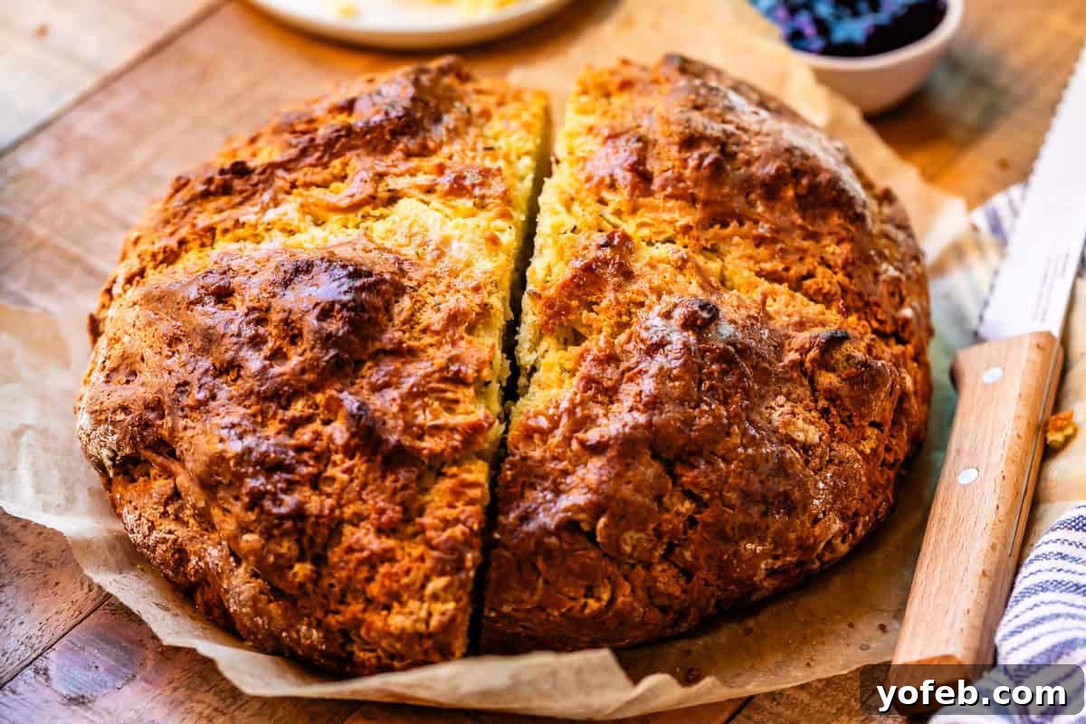 Pure Irish Soda Bread Perfection 16 Large round loaf of Irish soda bread but in two halves.