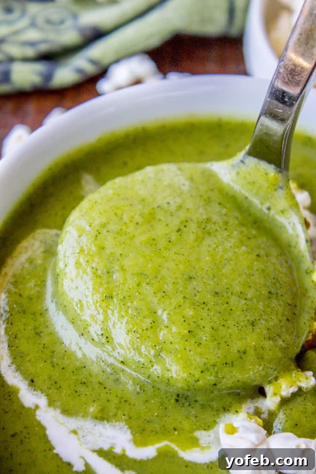 Zucchini Velvet with a Pop of Corn 3 A spoon lifting a portion of creamy zucchini soup, showcasing its smooth texture.