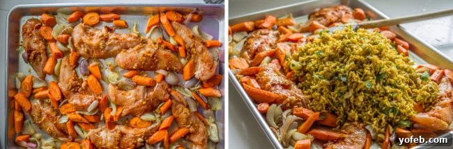 Sheet Pan Biryani-Style Chicken and Carrots with Basmati Rice 8 Sheet Pan Curry Chicken and Carrots with Basmati Rice (Biryani) from The Food Charlatan