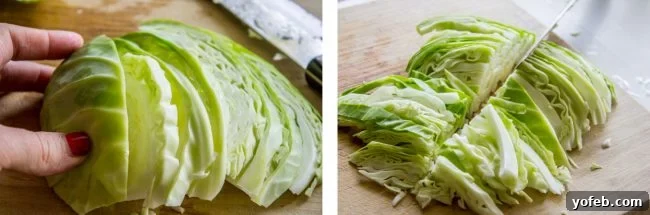 Crispy Fish atop Zesty Asian Slaw 10 Shredding cabbage into thin strips for the Asian salad.