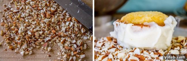 Crispy Almond Upside Down Cupcakes 11 Freshly chopped almonds, ready for the crunch topping