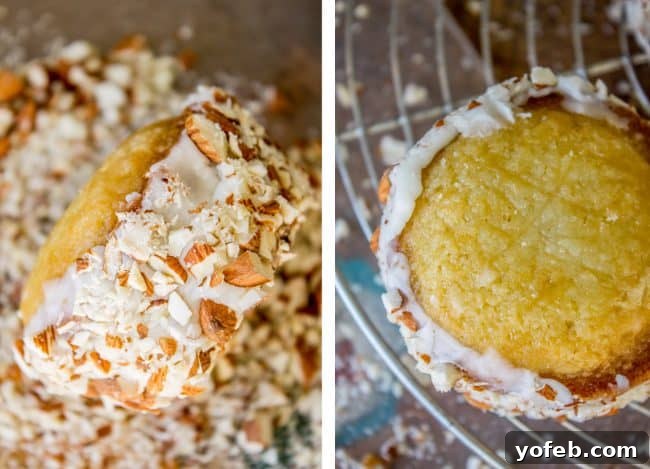 Crispy Almond Upside Down Cupcakes 13 The impressive Upside Down Almond Crunch Cupcake after being frosted and topped with nuts