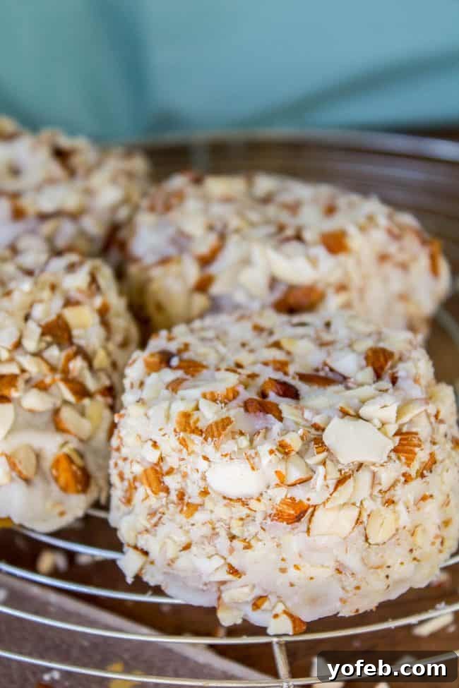 Crispy Almond Upside Down Cupcakes 6 A row of delicious Upside Down Almond Crunch Cupcakes, ready to be enjoyed