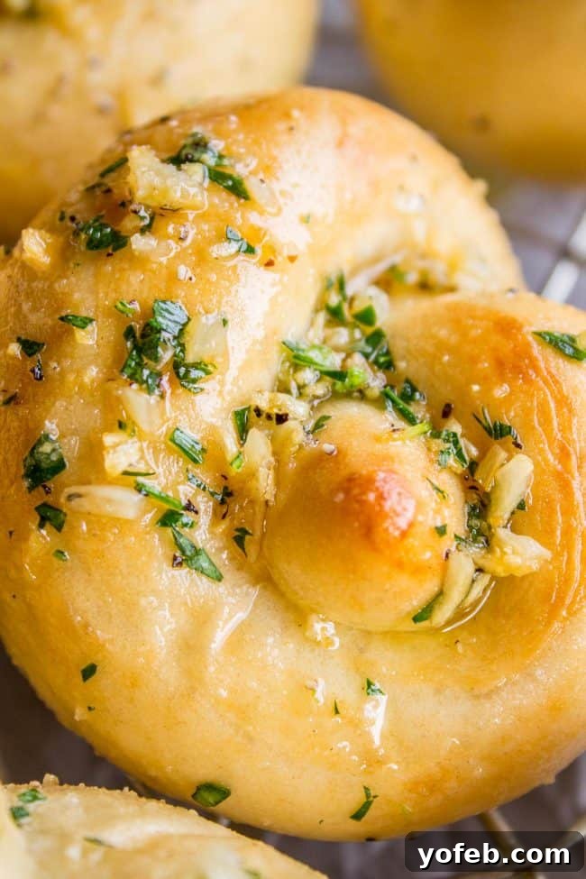 Garlic Knots (Perfect Rolls for Thanksgiving!) from The Food Charlatan