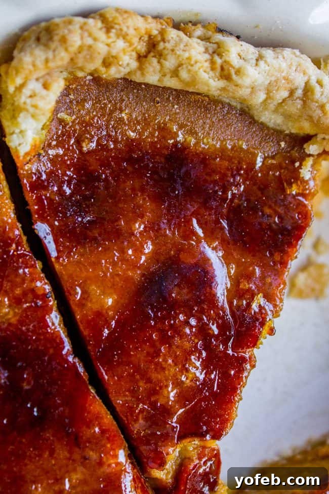A Decadent Pumpkin Pie with Crème Brulée 3 Pumpkin pie with crackly Crème Brulée topping.