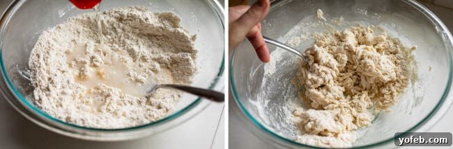 Roti Buttery Indian Flatbread Perfection 15 adding water to flour to make a dough, mixing dough.