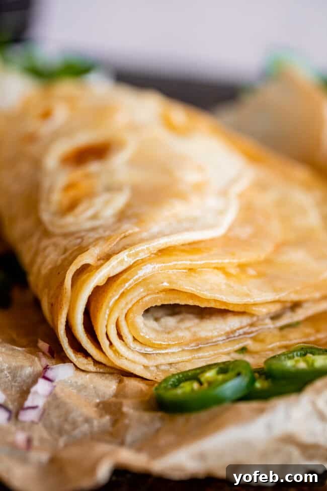 Roti Buttery Indian Flatbread Perfection 4 close up photo of roti Indian bread folded over.